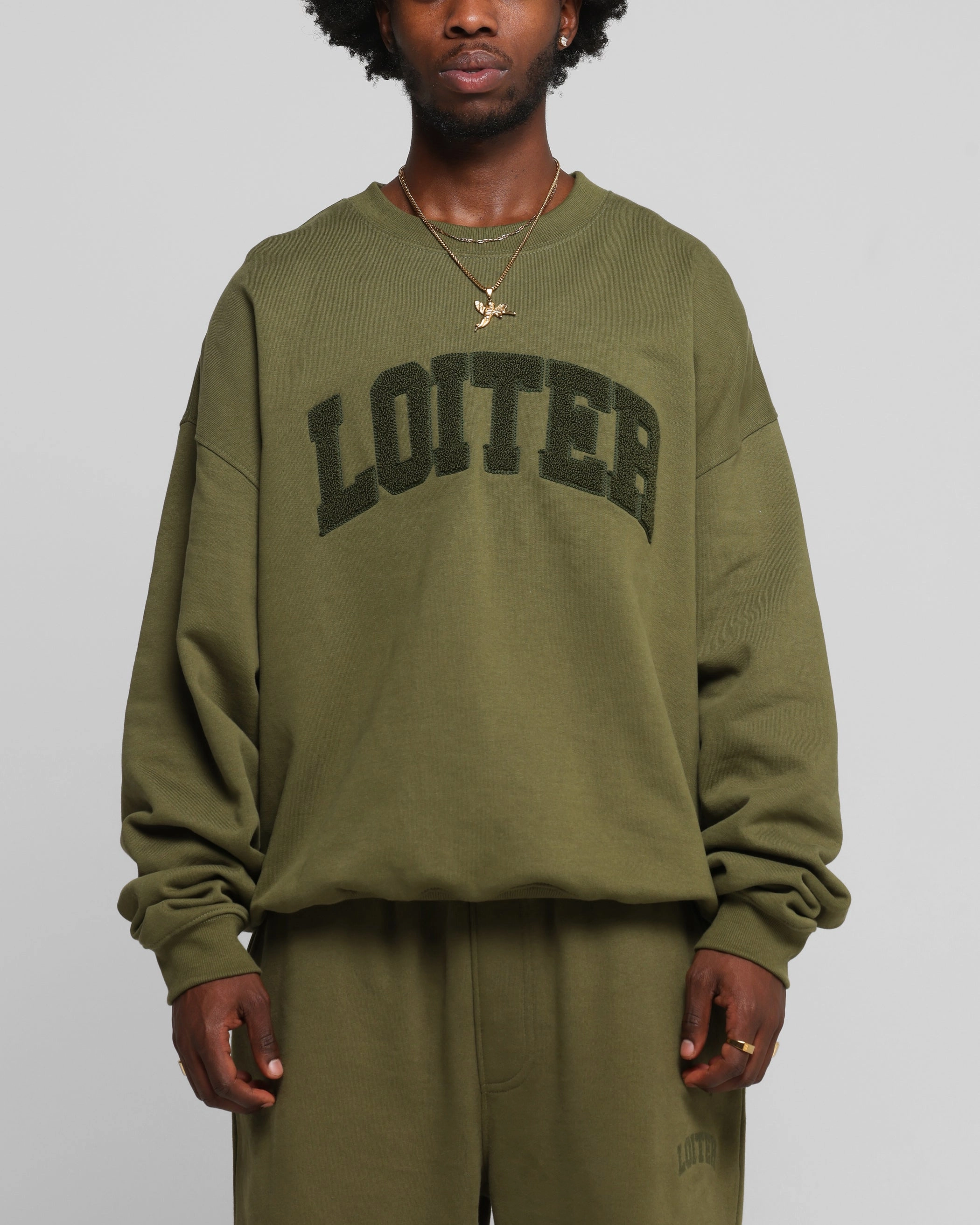 Loiter Arch Premium Crewneck Khaki Formal Shirt Luxurious Feel