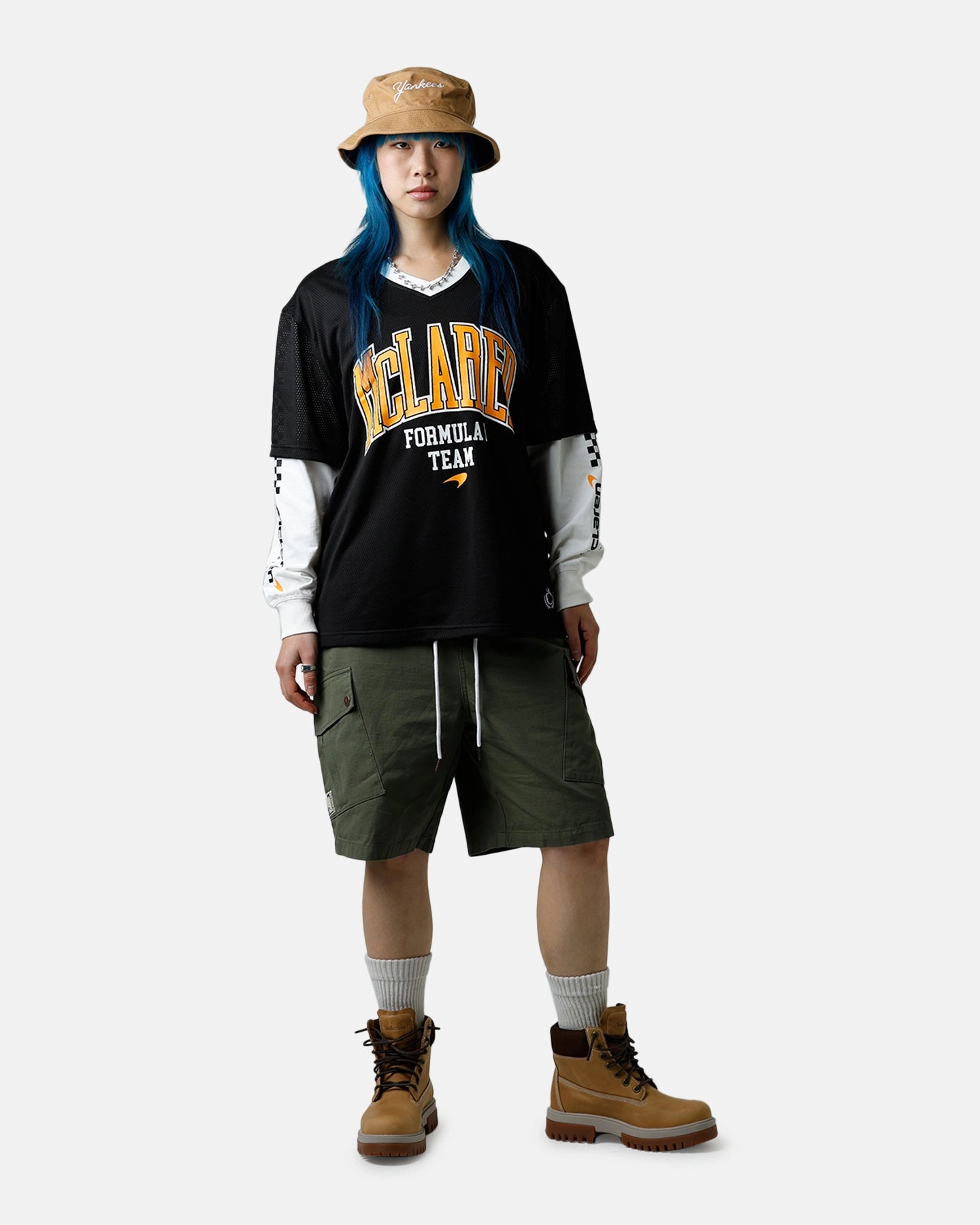 We Are The Wild Collective X Women's Mclaren 'Vegas Grad Prix 2024' Mesh Long Sleeve Jersey Black EcoDyeProcess Printed top