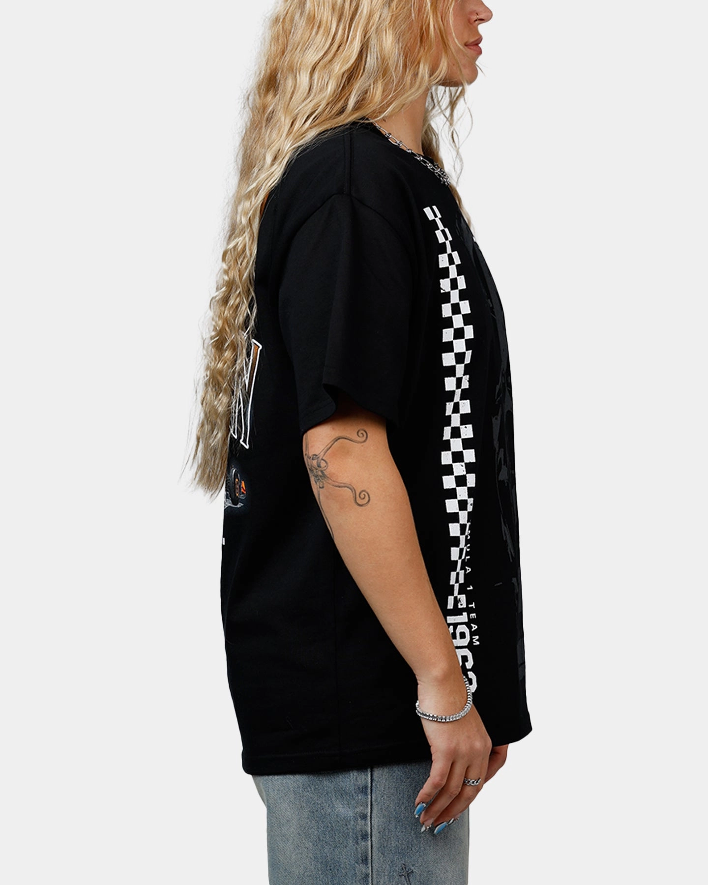 We Are The Wild Collective X Women's Mclaren 'Vegas Grad Prix 2024' T-Shirt Washed Black WindproofBarrierTechnology Circular Knit Technique