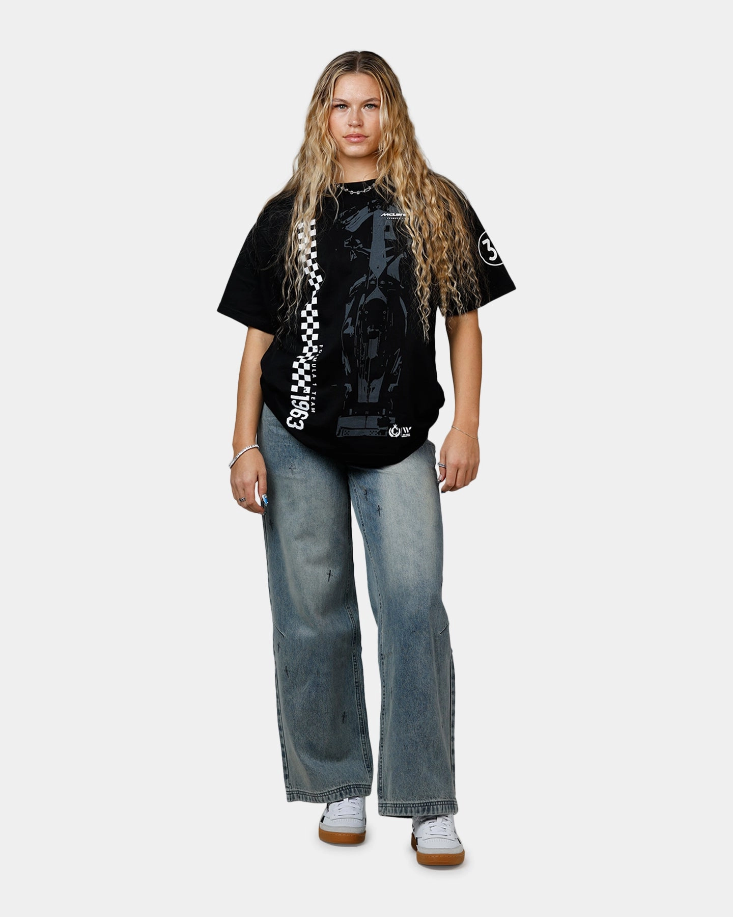 Water Repellent Coating Anti Pilling Technology We Are The Wild Collective X Women's Mclaren 'Vegas Grad Prix 2024' T-Shirt Washed Black