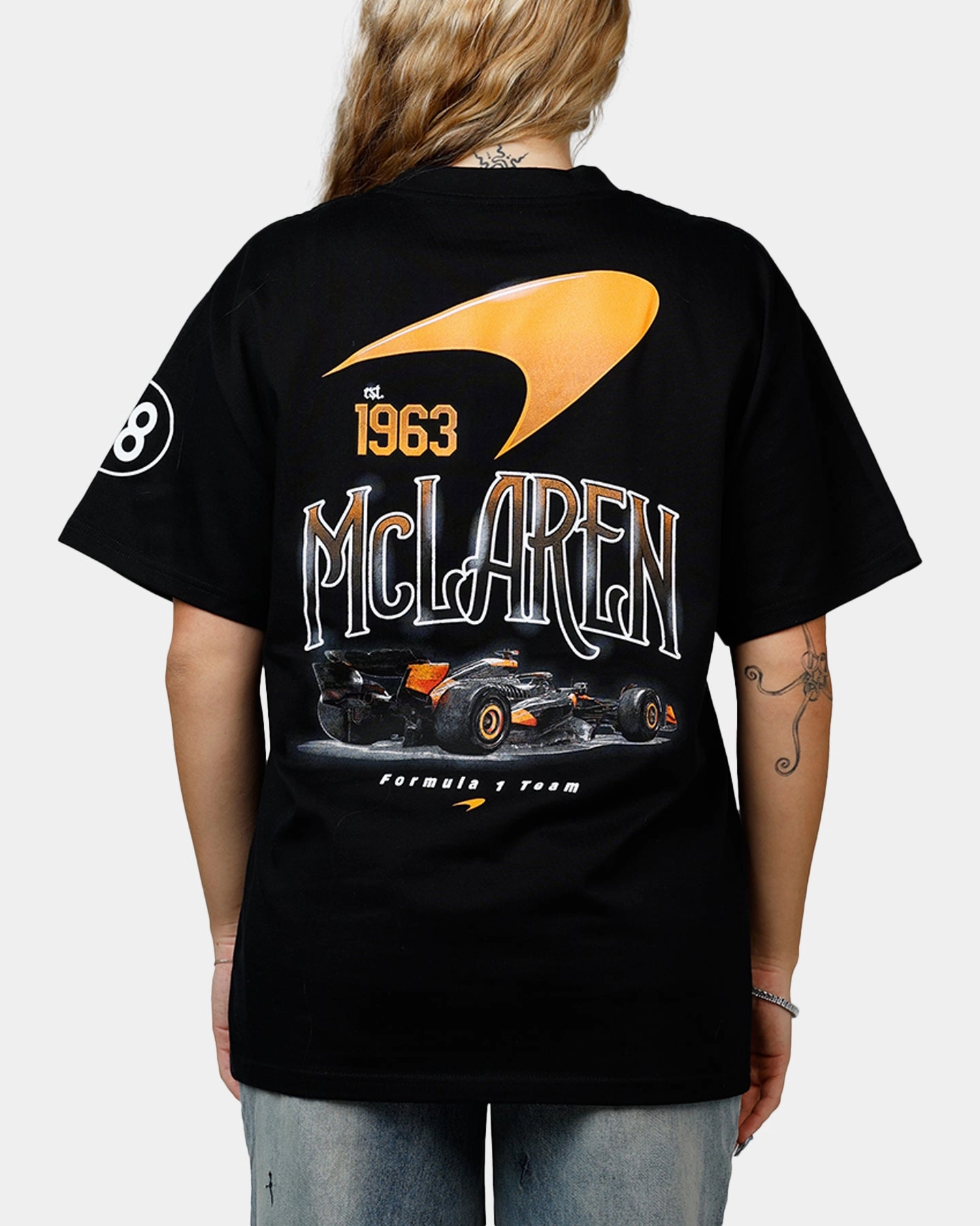 We Are The Wild Collective X Women's Mclaren 'Vegas Grad Prix 2024' T-Shirt Washed Black HygienicCoating DoubleStitching