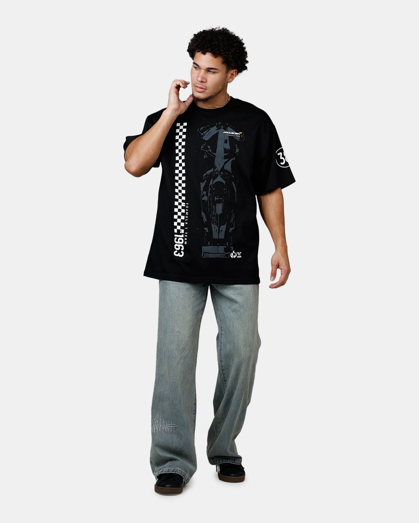 We Are The Wild Collective X Women's Mclaren 'Vegas Grad Prix 2024' T-Shirt Washed Black Elegant Look Compression Fit