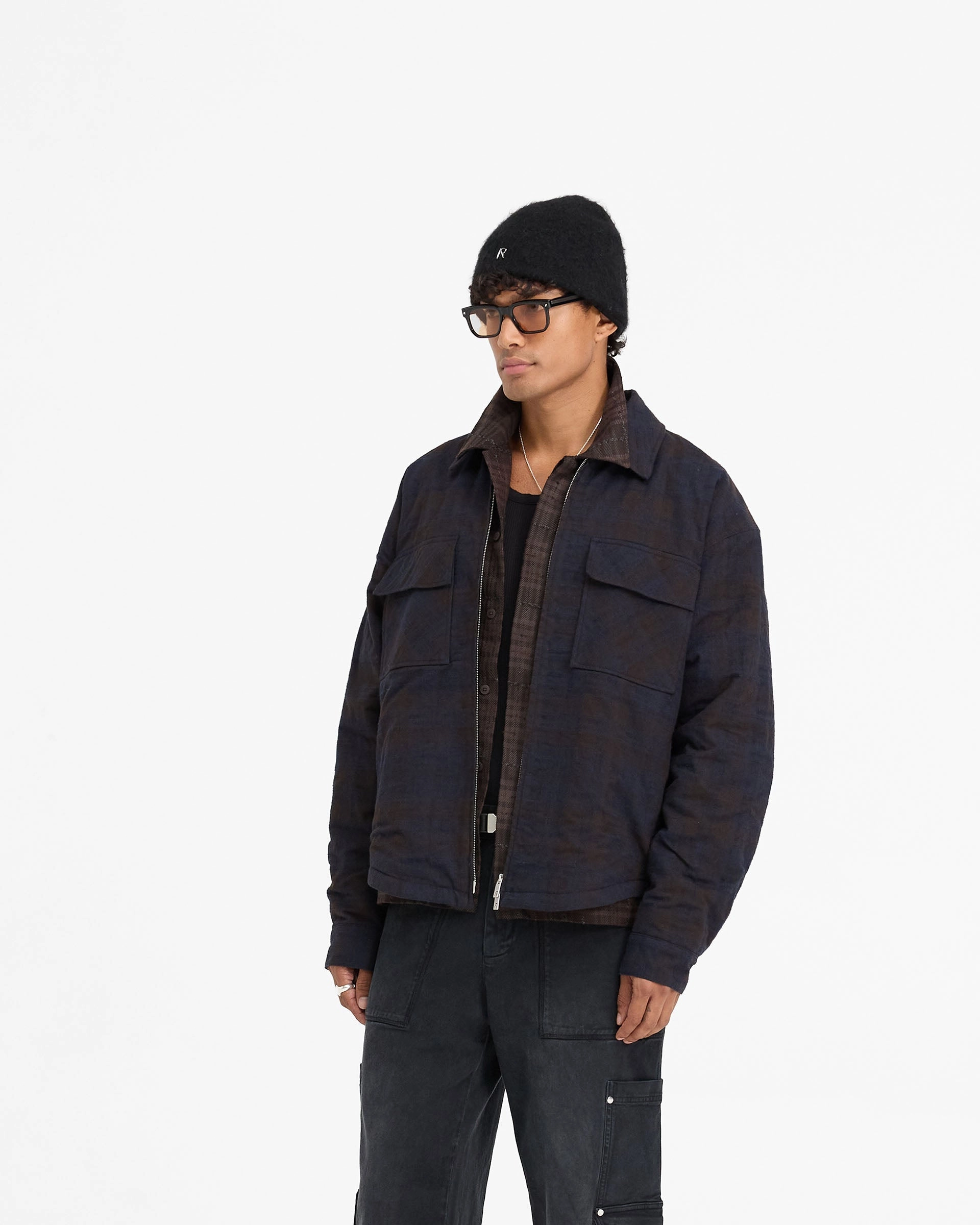 Wadded Zip Overshirt - Midnight Navy Active Design