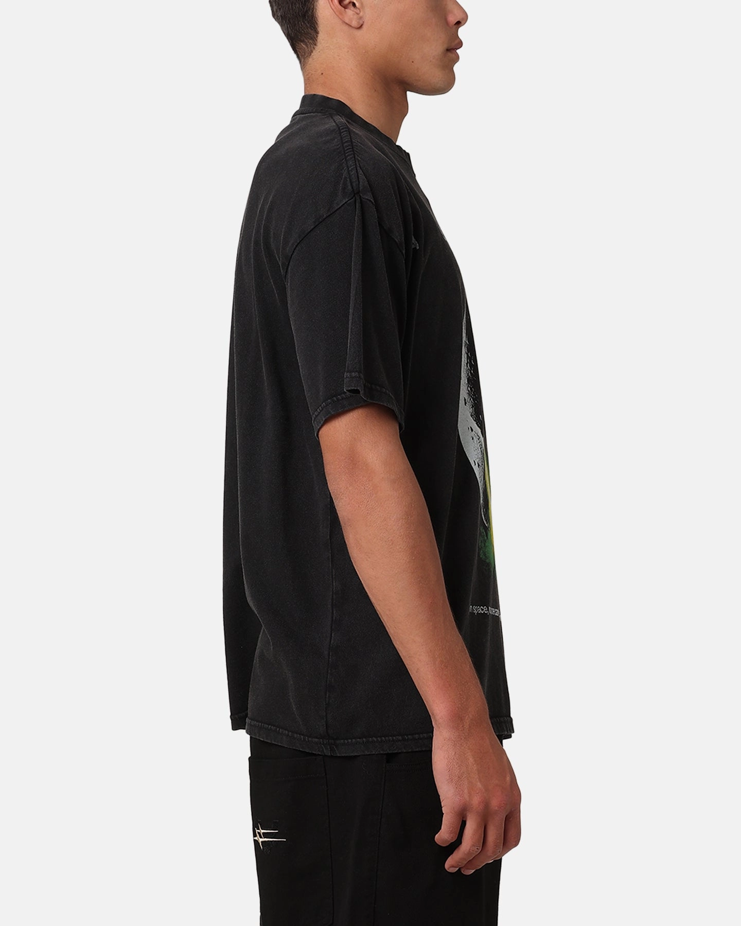 Buttery Soft Feel Goat Crew Alien Classic Vintage T-Shirt Black Acidwash