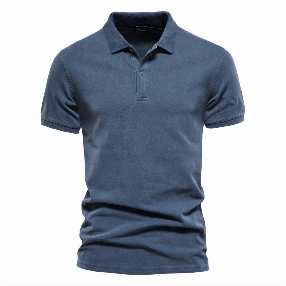 West Louis? 100% Cotton Casual Short Sleeve Turndown Polo Shirt Sporty Elegance