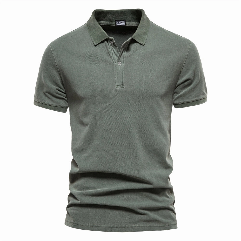 West Louis? 100% Cotton Casual Short Sleeve Turndown Polo Shirt Sporty Design