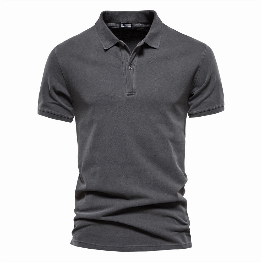 Thermoregulating Lining West Louis? 100% Cotton Casual Short Sleeve Turndown Polo Shirt