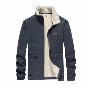 Sleek Casual Flexible Material West Louis? Autumn Stand Collar Windproof Fleece Jacket