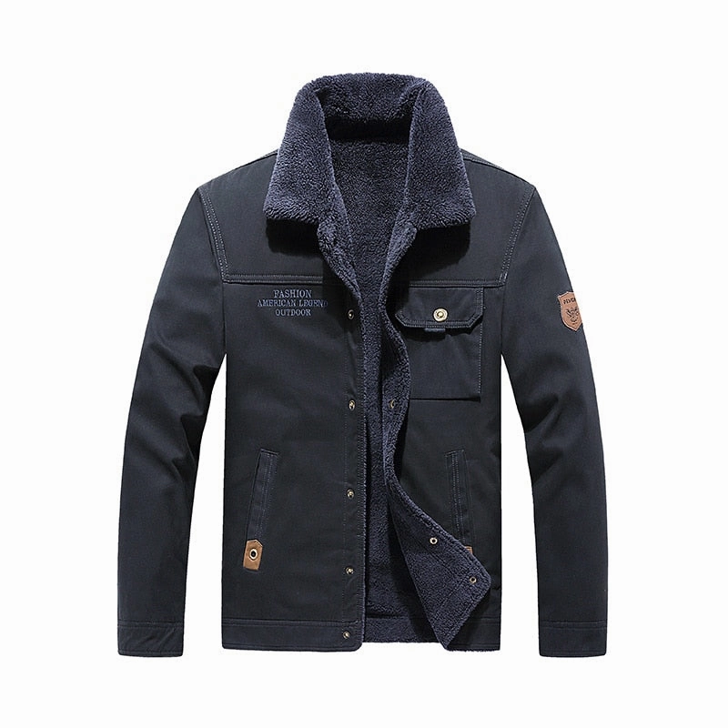 West Louis? Brand Fleece Fur Collar Bomber Jacket AirflowVents Durable zipper pull