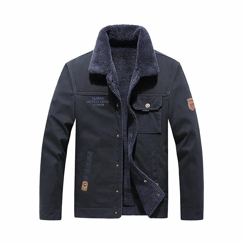 West Louis? Brand Fleece Fur Collar Bomber Jacket Seamless Knit Cuffs