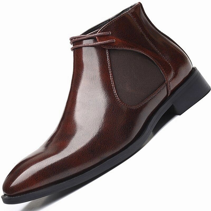 West Louis? Business Elegant Leather Pointed Chukka Shoes Zip   Up Design