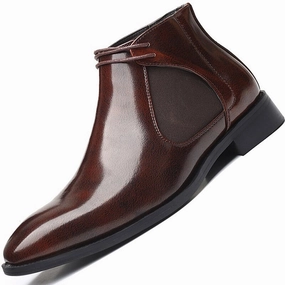 West Louis? Business Elegant Leather Pointed Chukka Shoes Zip   Up Design