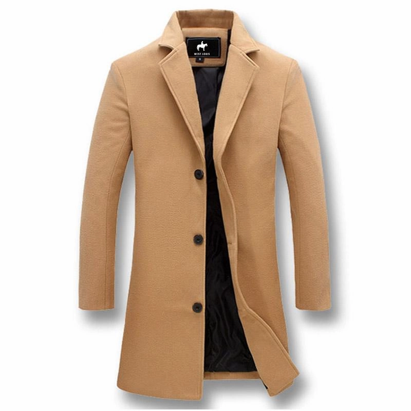 West Louis? Business-Man Windproof Long Coat AntiPilling Finish Non Slip Collar