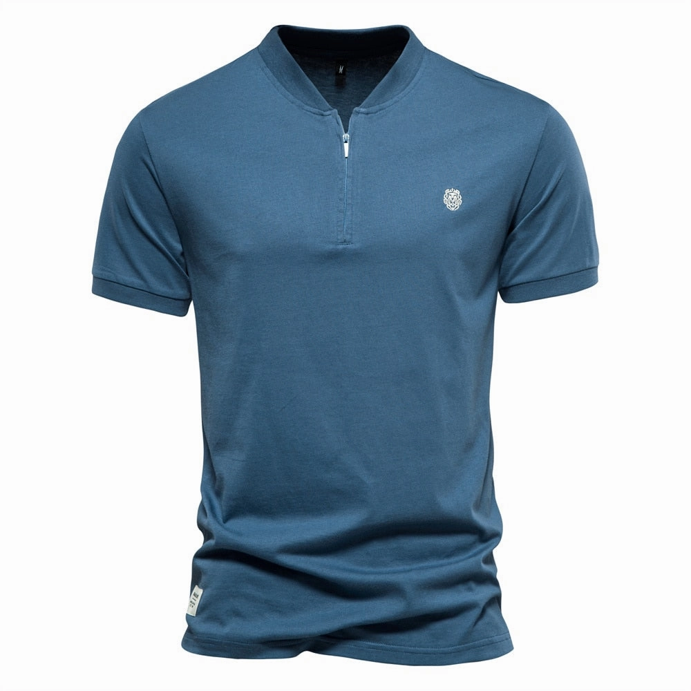 West Louis? Casual V-neck Cotton Summer Tee Layered Collar