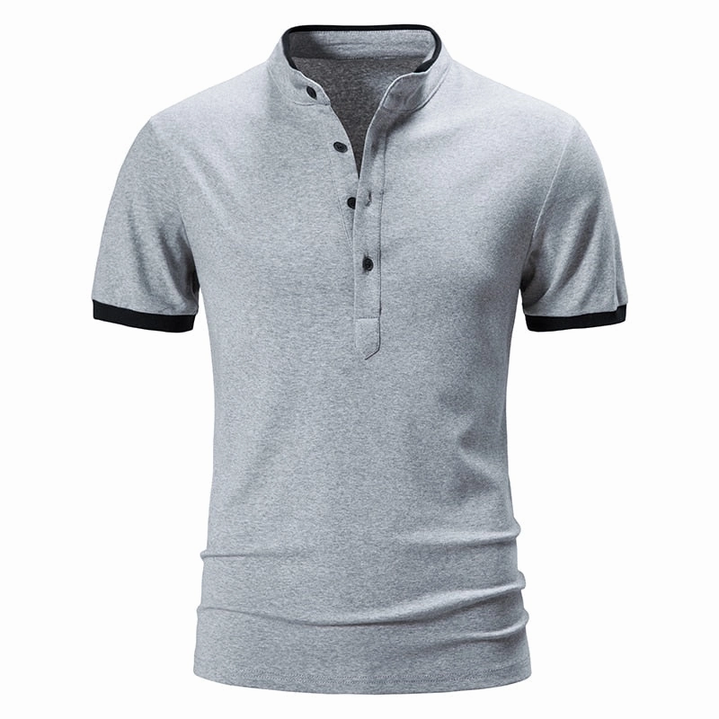 Placket Reinforcement Party Ready West Louis? Cotton Short Sleeve Solid Color Polo Shirt