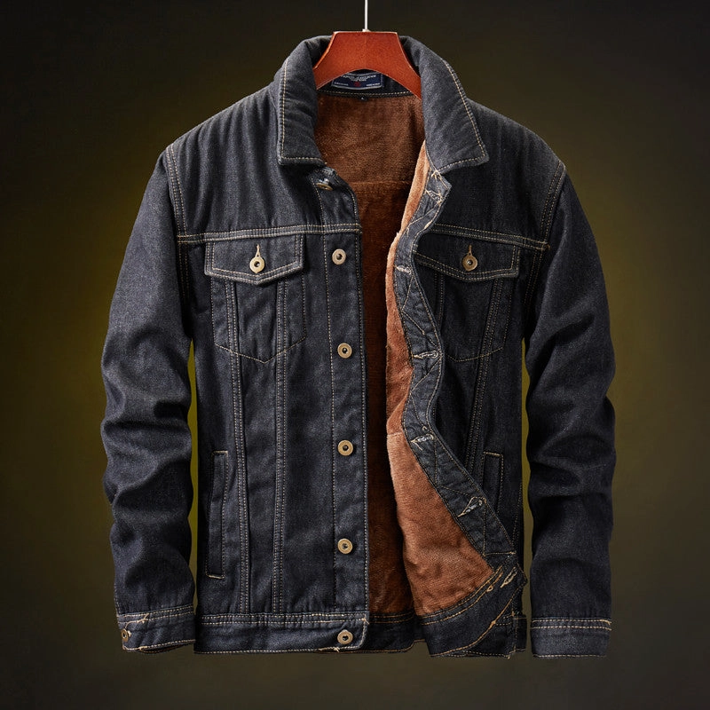 Lined Pockets Reinforced Shoulder Padding West Louis? Cowboy Fleece Denim Jacket