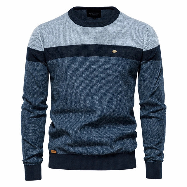 West Louis? Designer High Quality Spliced Cotton Pullover LanolinFree Wool Processing MicrofiberBlend Texture