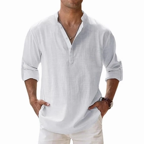Sleek Performance Wear Relaxed Wearable West Louis? Designer Linen Long Sleeve Henley Beach Shirts
