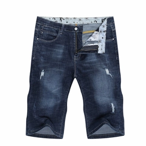 West Louis? Elastic Streewear Frayed Slim Fit Jeans Short MultiPocket Design