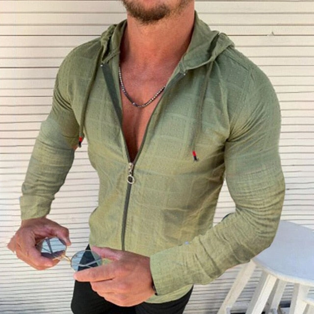 Seasonal Layering West Louis? Fashion Plaid Hooded Zipper Shirt