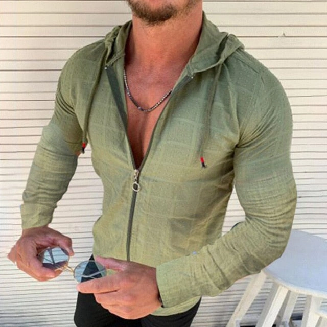 West Louis? Fashion Plaid Hooded Zipper Shirt Playful Vibes