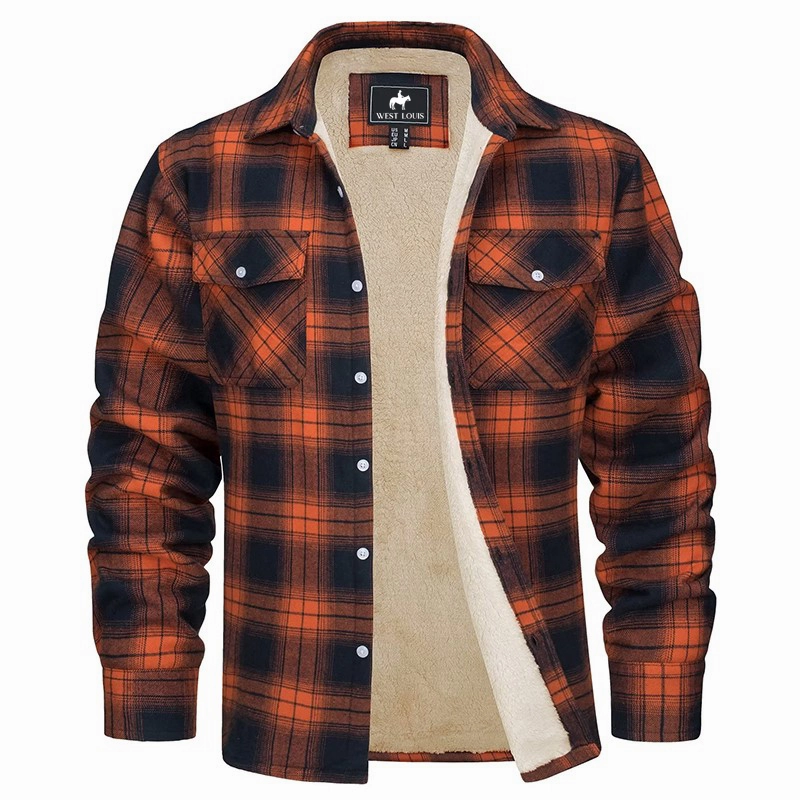 West Louis? Fleece Plaid Flannel Sherpa Shirt Jacket Water Based Ink Urban Casual Look