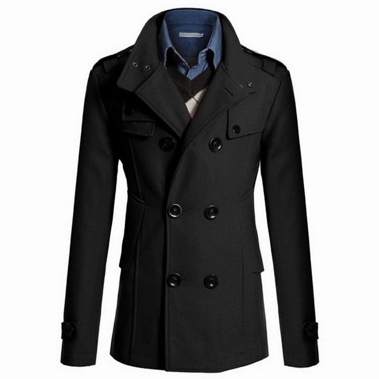 West Louis? Gentlemen Wool Style Peacoat Winter Fashion