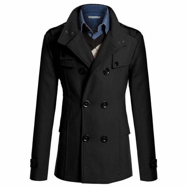 Noise Reduced Fasteners All Year Use West Louis? Gentlemen Wool Style Peacoat