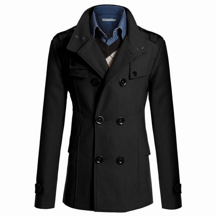 Windproof Design West Louis? Gentlemen Wool Style Peacoat