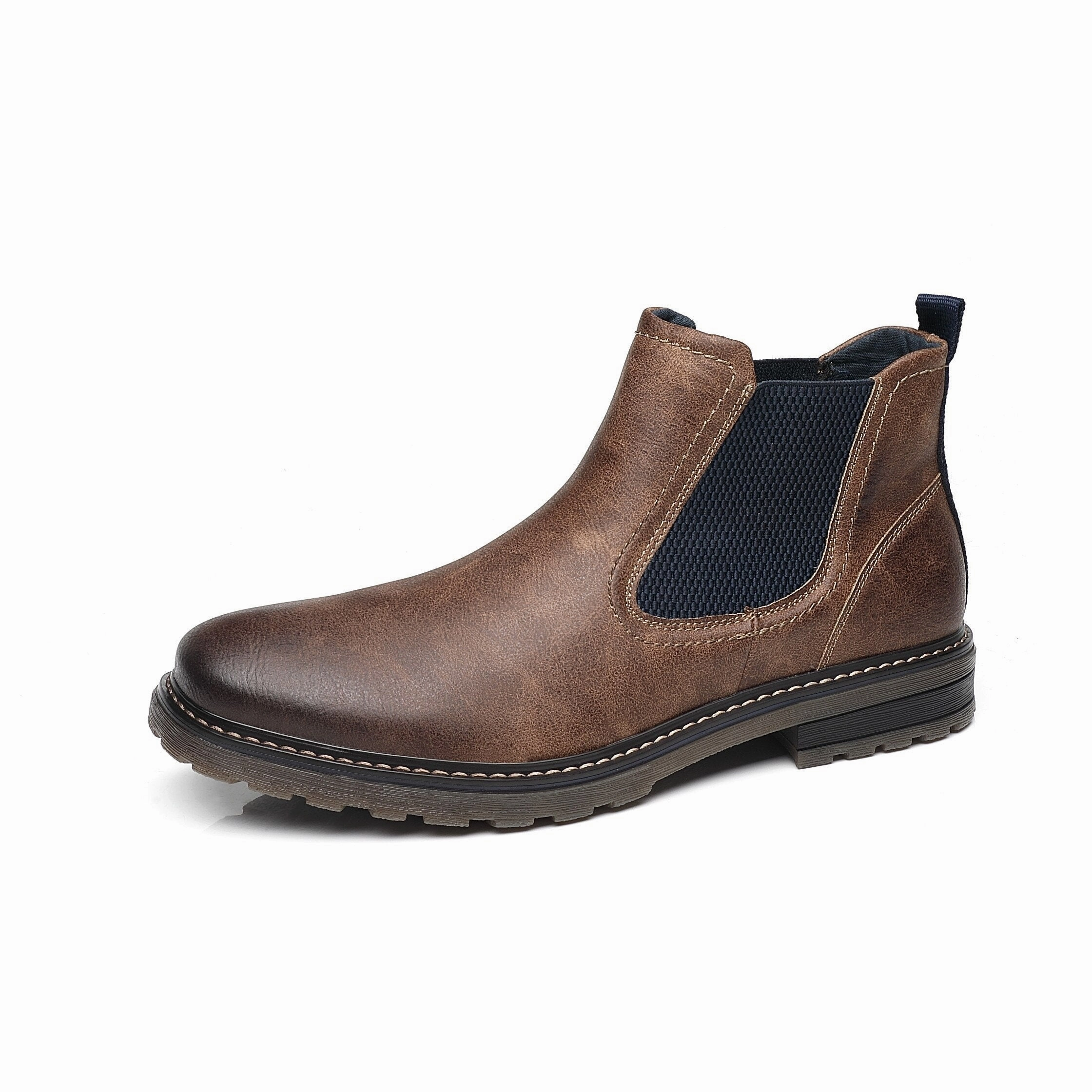 Slip Resistant Stylish Explorer Traction Lug Pattern West Louis? Handmade Leather Elastic Strap Business Chelsea Boots