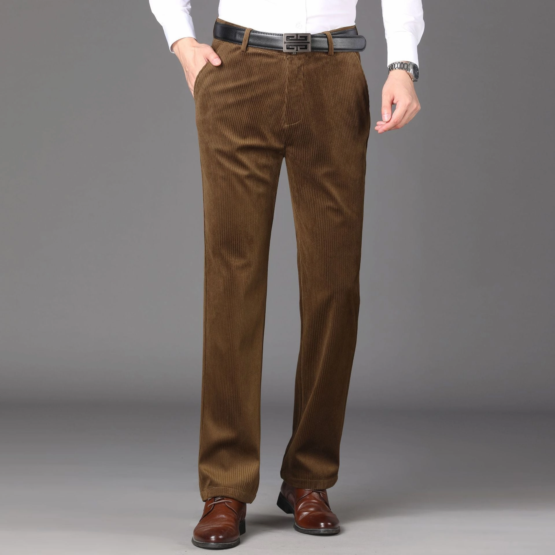 Decorative stitching All Day Wear West Louis? High Waist Corduroy Leisure Trousers