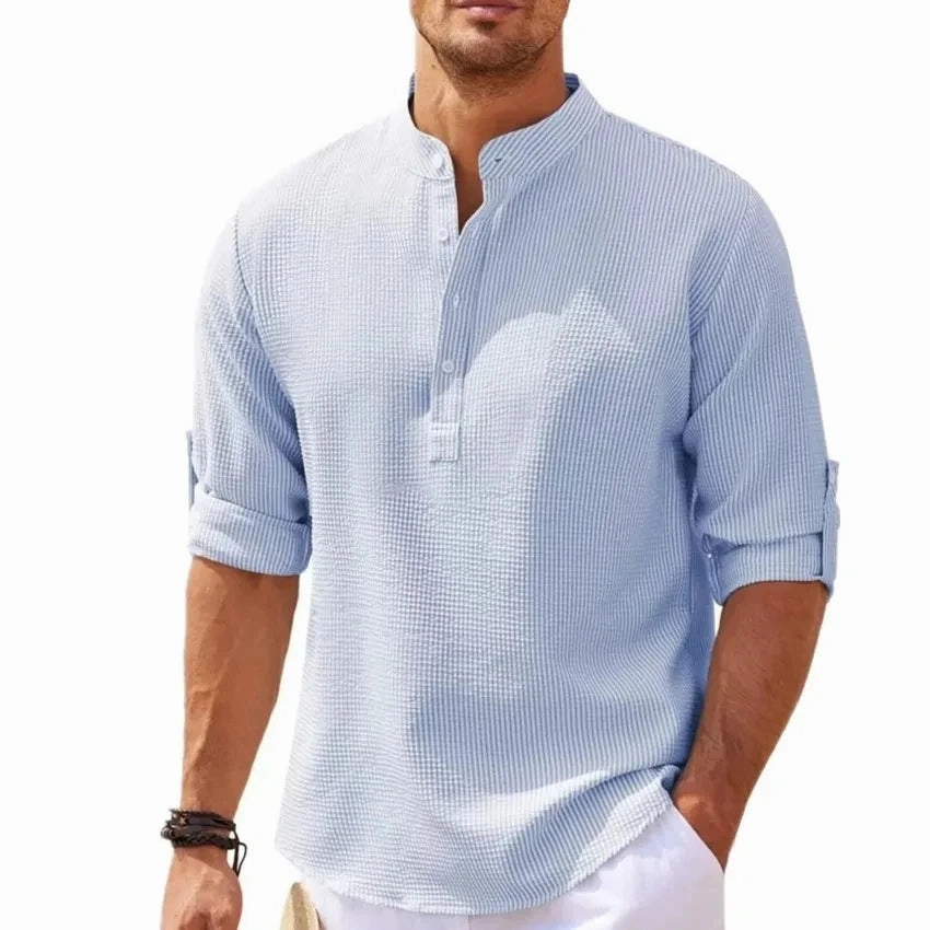 Essential Clothing Ethically Sourced Materials West Louis? Hot Linen Stand-Up Collar Casual Beach Shirt
