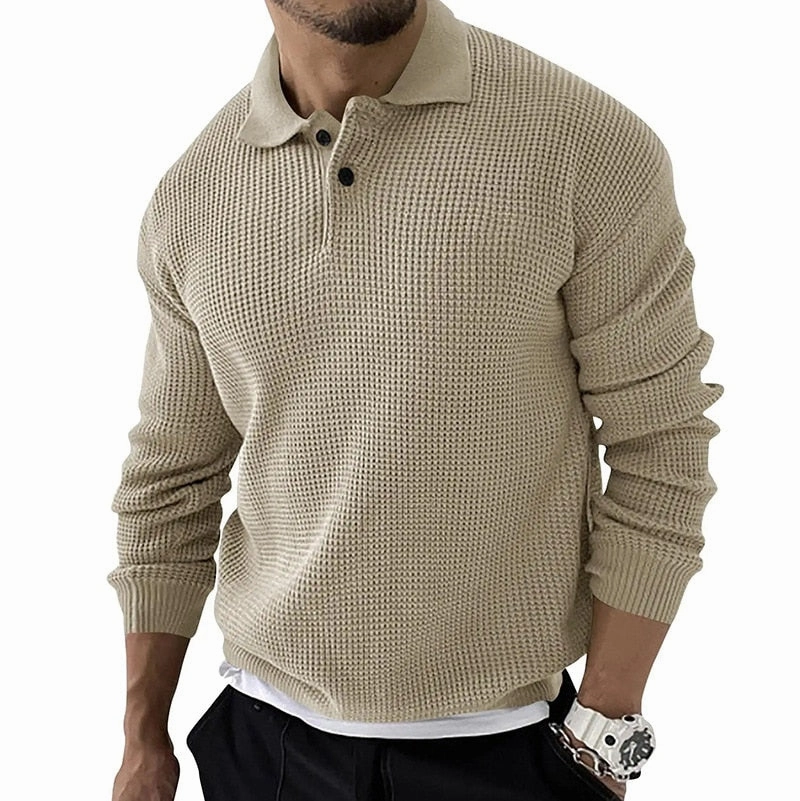 West Louis? Knitted Lapel Casual Business Men Sweater UVProtective Layer Cozy Texture