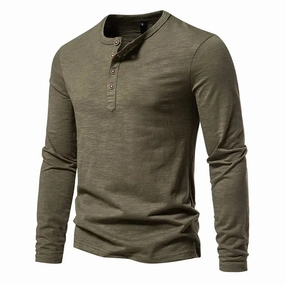 West Louis? Long Sleeved Henley Collar T-shirts Sports Apparel Casual Layering Wear