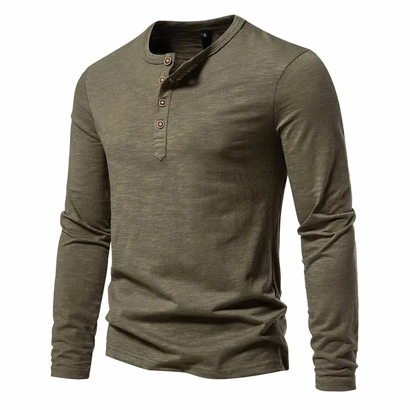West Louis? Long Sleeved Henley Collar T-shirts Sports Apparel Casual Layering Wear