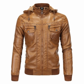 West Louis? Luxury Fleece PU Leather Jacket Travel Street Style Noise Reducing Hardware