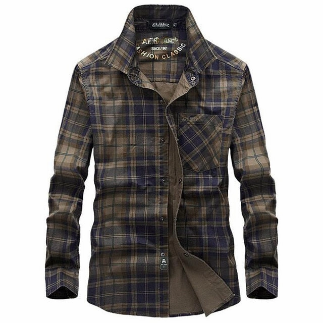 windproof Flexible Waist West Louis? Masculin Long Sleeve Plaid Shirt