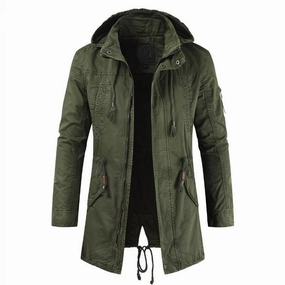 Rubberized Edging Waterproof Stitch Details West Louis? Military Tactical Mid-Long Hooded Parka
