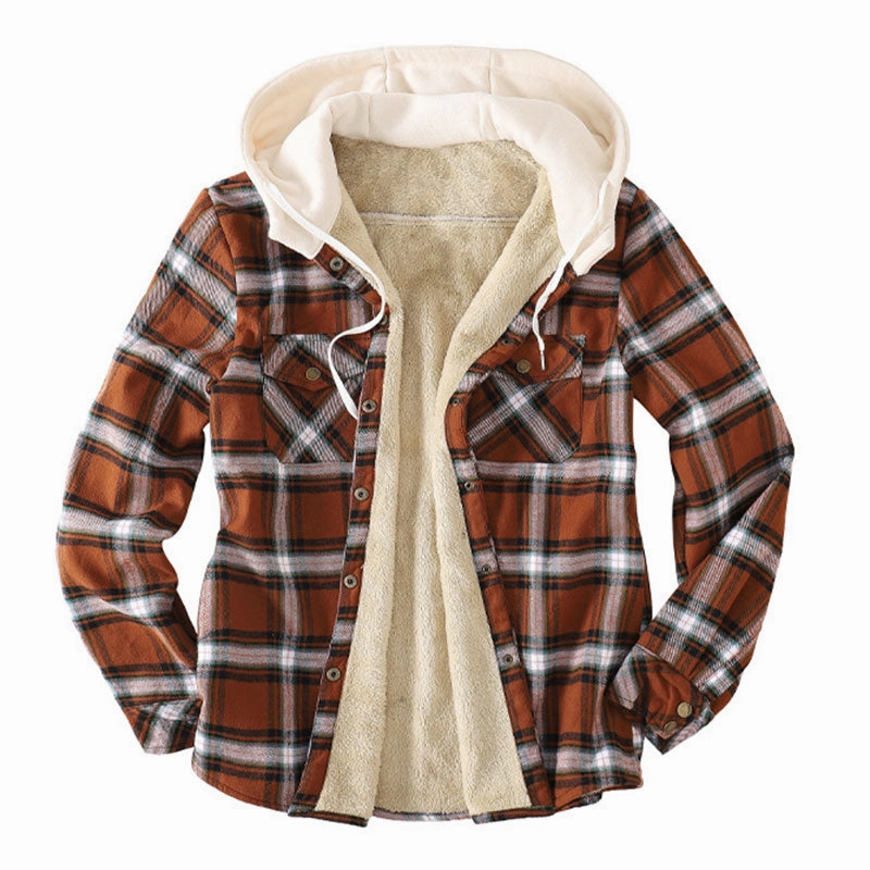 Cool Season Stripe Look West Louis? Plaid Fleece Pocket Warm Jacket