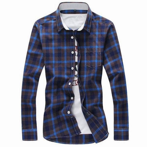 West Louis? Plaid Turn-down Collar Shirt LayeredSleeveConstruction Breathable Active Wear