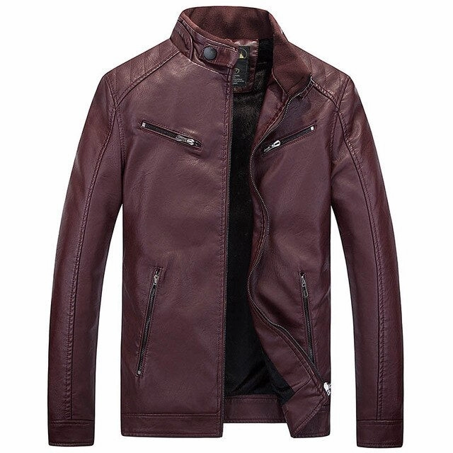 West Louis? PU Pocket Zipper Leather Jacket WaterRepellent Finish Moisture Wicking Inner Layer