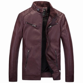 Sleek Layer Fit Trail To Town West Louis? PU Pocket Zipper Leather Jacket