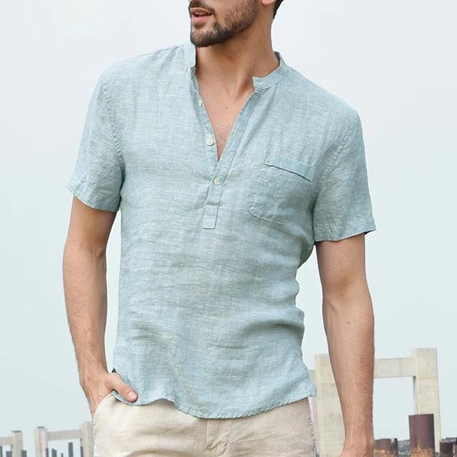 West Louis? Short Sleeve Henley Collar Shirts Anti Static Finish