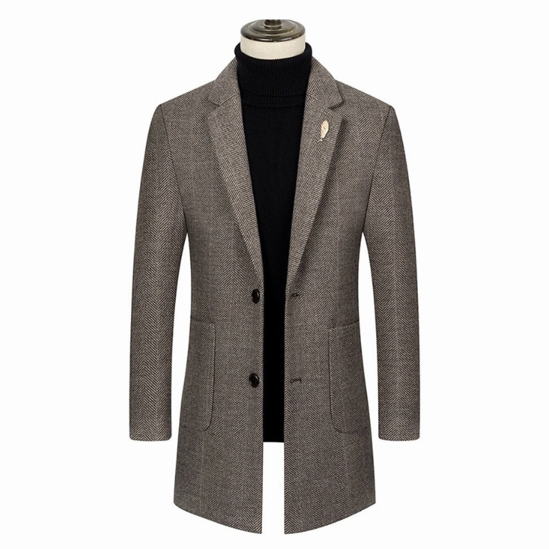 Anti Static Treatment West Louis? Single-breasted Woolen Business Casual Trench Coat