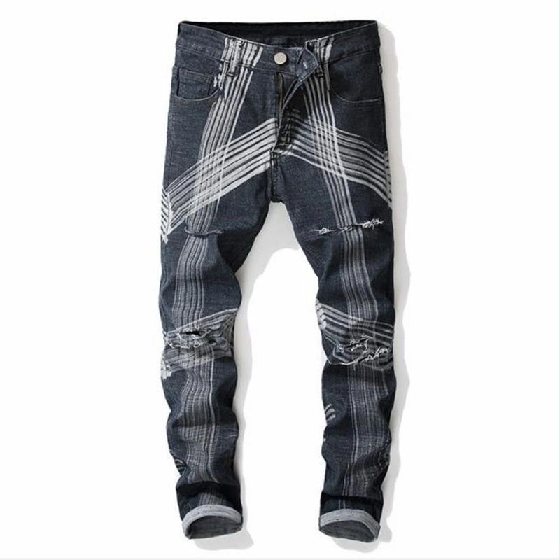 West Louis? Slim Fit Holes Beggar Jeans Joggers Festival Outfit Urban Explorer
