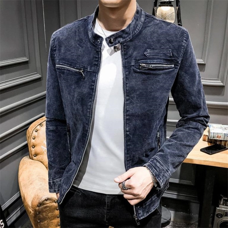 Transitional Wear West Louis? Solid Retro Style Denim Jacket