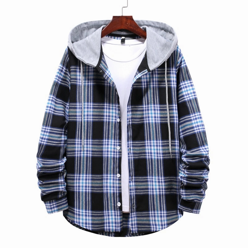 West Louis? Street Hooded Plaid Shirt Simple Look