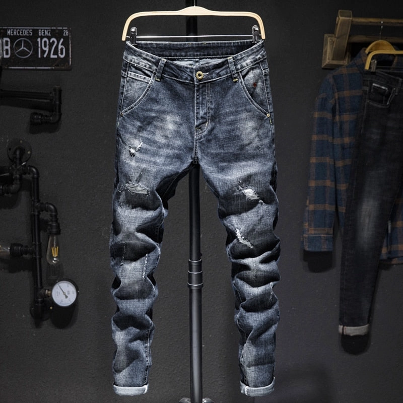 West Louis? Stretch Ripped Distressed Streetwear Jeans Natural Fit
