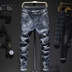 Core Fit Flattering Style West Louis? Stretch Ripped Distressed Streetwear Jeans