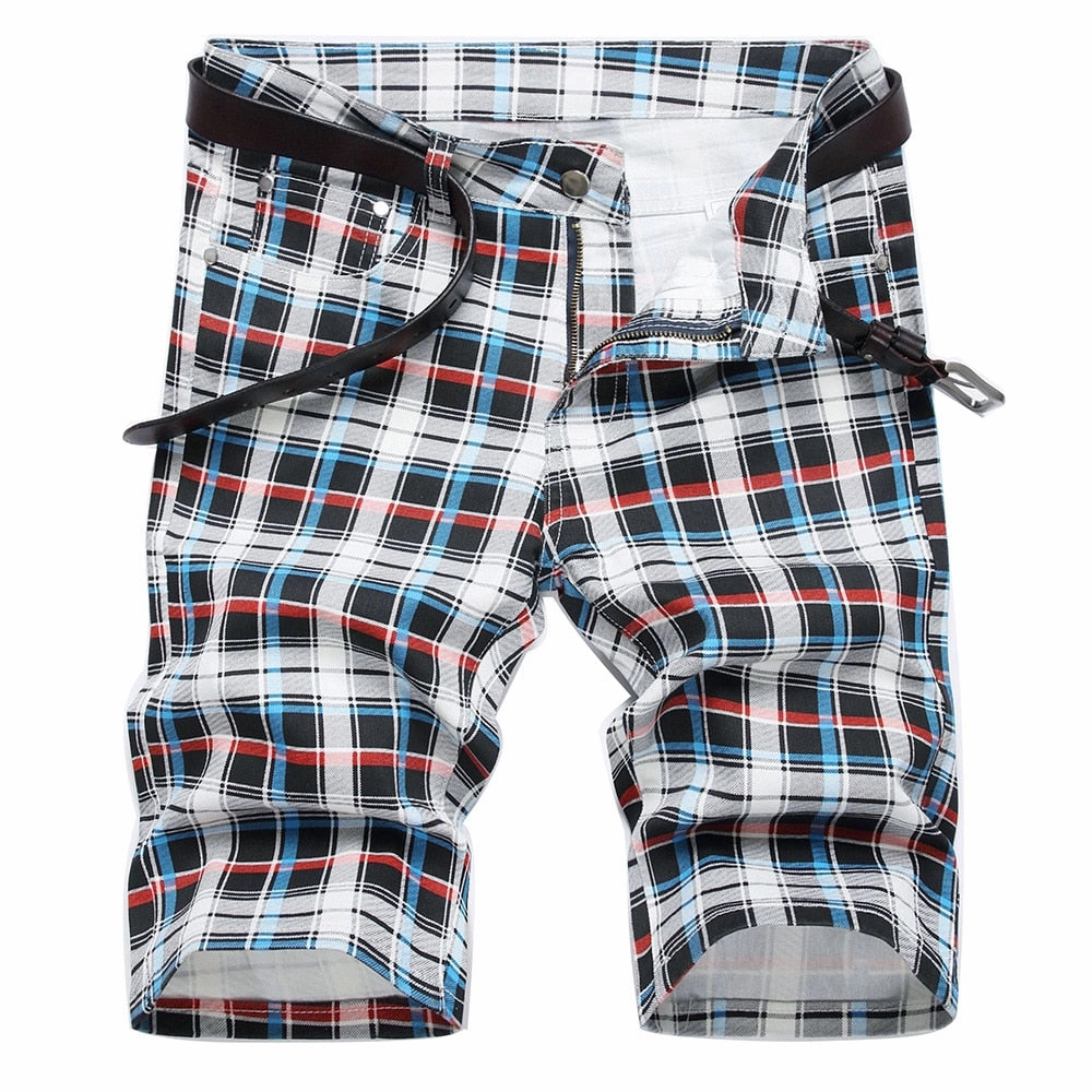 Playful Look West Louis? Tartan Stretch Plaid Digital Print Shorts